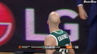 Nick Calathes shot fake-Jasikevicius reaction (Panathinaikos-Zalgiris)