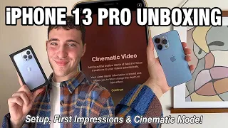 iPHONE 13 PRO UNBOXING + SETUP! *sierra blue* ☆ First impressions, cinematic mode test, camera test!