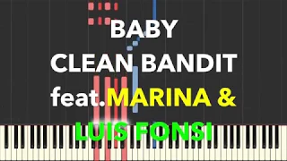 BABY Clean Bandit  ft. Marina & Luis Fonsi Piano Tutorial Instrumental Cover