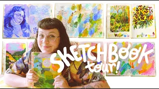 Sketchbook Tour .ೃ࿔ Portraits, Scribbles, Landscapes and Colour!