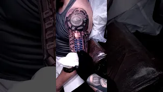 How tattoo process looks like from designing to finished tattoo. Biomechanical  mechtattoo #shorts