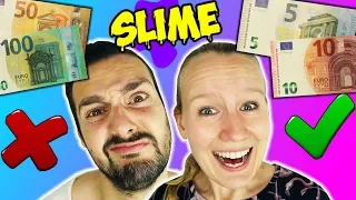 WÄHLE NICHT DEN FALSCHEN GELDSCHEIN SLIME CHALLENGE! Mehr Geld = weniger Schleim! Kaan VS. Kathi