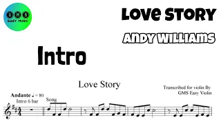 Free Sheet || Karaoke || Love Story - Andy Williams || Violin Sheet Music