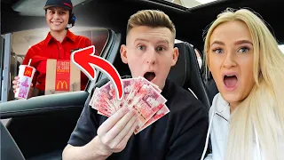 Tipping FAST FOOD Workers $100!!