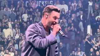 Justin Timberlake performs Suit & Tie on The Forget Tomorrow Tour in Vancouver on 4/29/24.