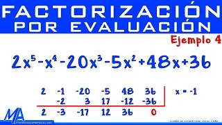 Factorización por evaluación usando División Sintética, Ruffini | Ejemplo 4