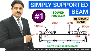 SIMPLY SUPPORTED BEAM SOLVED PROBLEM 1 IN HINDI (UNIT : EQUILIBRIUM)