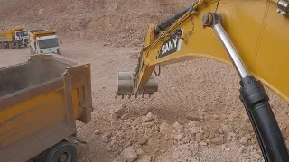 SANY Excavator TO TRUCKS LOADING STONES