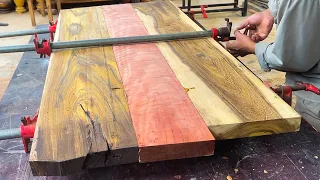 Carry Out Woodworking to Make a Table in Detail with Combination Red Wood