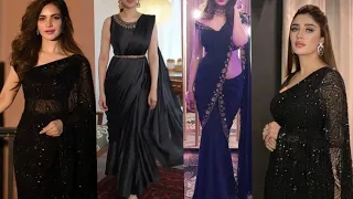 Black party wear saree|Black Saree|black stylish saree #saree #fashion