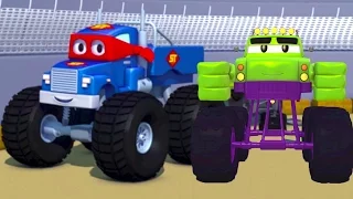 Carl o Super Caminhão e o camión monstruo na Cidade do Carro | Desenho animado para crianças