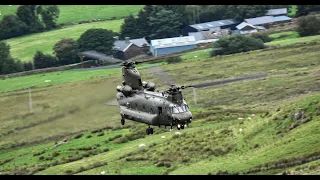 RAF Chinook flying through the Mach Loop 03/08/2023