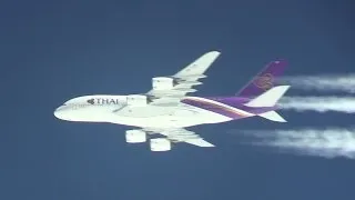 2.9million view!!! Thai Airways A380 & ANA B747 Parallel Flight On the sky ของการบินไทยที่ปรากฏก็