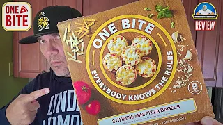 One Bite® 3 Cheese Mini Pizza Bagels Review!🧀🍕🥯| Frozen Pizza Review |  theendorsement