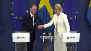 Pressbriefing med finansminister Elisabeth Svantesson och Danmarks skatteminister Jeppe Bruus