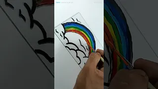 Rainbow glass painting 🌈⛈️#shorts