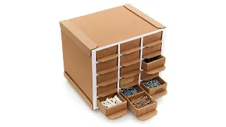 Making a Small Parts Organizer with Drawers from Cardboard
