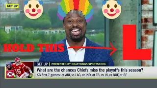 Bart Scott saying Chiefs wouldn't make the playoffs ( First Take ) ( Kansas City Chiefs )