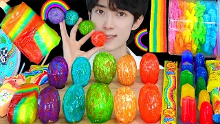 ASMR ICE CREAM RAINBOW DESSERT PARTY 레인보우 디저트 무지개 아이스크림 젤리 먹방 JELLY CANDY MUKBANG EATING SOUNDS