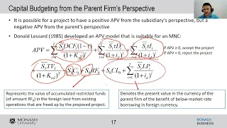 Capital budgeting from the parent firm's perspective