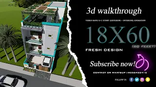 18'x60' SQ FT(120 गज) Modern house plan || modern elevation || FULL HD walkthrough || N&S designs ||