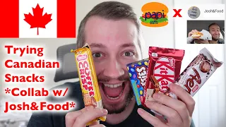 Trying Canadian Snacks - Candies & Chips Not Found in America - Collab w/ Josh&Food