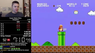 (19:04.38) Super Mario Bros. Warpless speedrun *Former World Record*