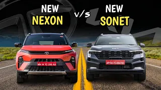 Nexon Facelift vs 2024 Kia Sonet COMPARISON || Which one is value for money #kia #tata