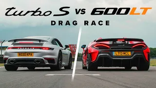 Porsche 911 Turbo S vs McLaren 600LT: DRAG RACE | Carfection 4K