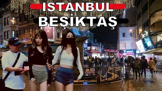 Istanbul Beşiktaş Neighborhood Night Walk Tour October 2021 |4k UHD 60fps