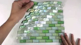 Iridescent Glass Mosaic Tile Aqua Blend 1x2 - 120KELU12BL15