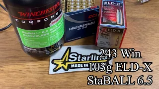 Part 1 243 Win, 103g ELD-X, StaBALL 6.5