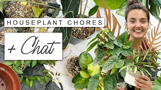 Trellising, Repotting, Moss Pole Making + Chatty Plant Chores 🌿