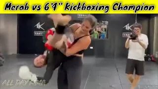 UFC Fighter Merab Dvalishvili Sparring 6'4" Female Kickboxer