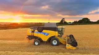 Barley Harvest at Sundown on Rousdon Estate (4K)  -   14 July 2018  Farming 4K