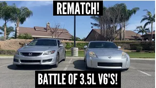 REMATCH BETWEEN THE 3.5L V6's! | 2008 Honda Accord V6 Coupe vs 2004 Nissan 350z DE