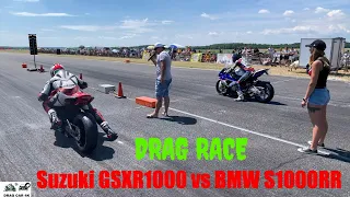 Suzuki GSXR1000 vs BMW S1000RR motorcycle drag race 1/4 mile 🏍🚦 - 4K UHD