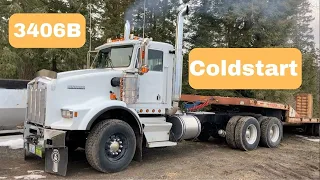 A Cat 3406B Coldstart In A Kenworth T800 With 7" Straight Pipes