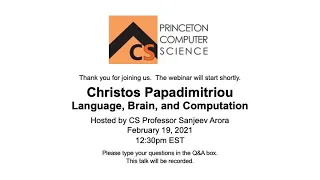 Distinguished Colloquium: Christos Papadimitriou, Feb 19, 2021