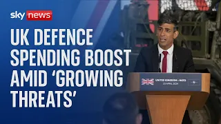 PM warns of 'growing threats' as he announces defence spending increase