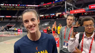 Caitlin Clark, Angel Reese pregame with media before ESPN showdown of Chicago Sky at Indiana Fever