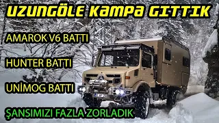 Çocuklarla Unimog Kar Kampı | Önce Amarok Sonra Unimog BATTI !!! | Uzungöl Gezisi