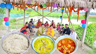 বাড়িতে জন্মদিনের অনুষ্ঠান তাই রান্না করলাম জিরা রাইস,সরষে ইলিশ,খাসির মাংস তার সাথে দই,মিষ্টি,পায়েস