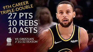 Stephen Curry 27 pts 10 rebs 10 asts vs Grizzlies 21/22 season
