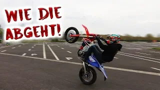 Erste Fahrt mit der EXC auf Supermoto!