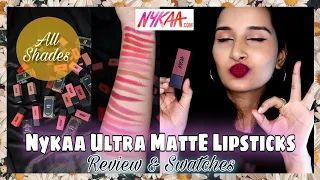NYKAA ULTRA MATTE LIPSTICKS Review & Swatches | All Shades | Pooja Singh