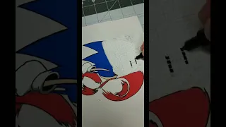 Drawing Sonic the Hedgehog with Posca Markers! 🎨 THE PIXEL EFFECT! enjoy! #shorts #sonicthehedgehog