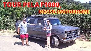 TOUR PELA f1000, NOSSO MOTORHOME, como ela fica quando estamos parados e quando estamos em viagem.