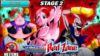 NO ITEM RUN! HOW TO BEAT NEW ULTIMATE RED ZONE MAJIN BUU SAGA STAGE 2 TIME LIMIT MISSION! (DOKKAN)