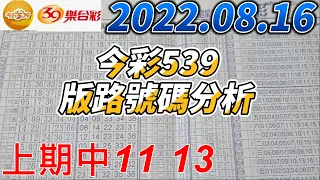 【今彩539】【上期中11 13】【39樂合彩】 【2022/08/16】【今彩539參考號碼：12 16 18 21 32】